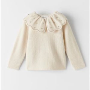 Zara Bib Collar Applique Knit Sweater
